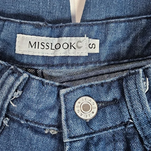 Misslook Jeans Womens Small Blue Distressed Ripped Straight Leg Denim Pants - Picture 3 of 5